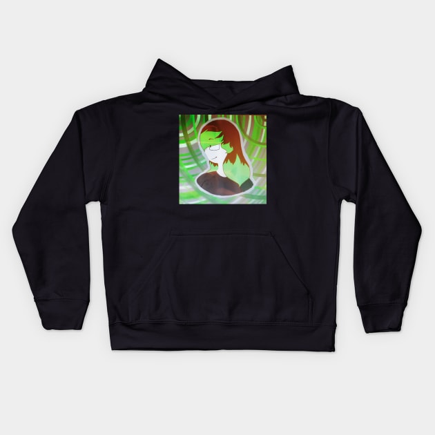 Girl in Green Kids Hoodie by BlueGoo